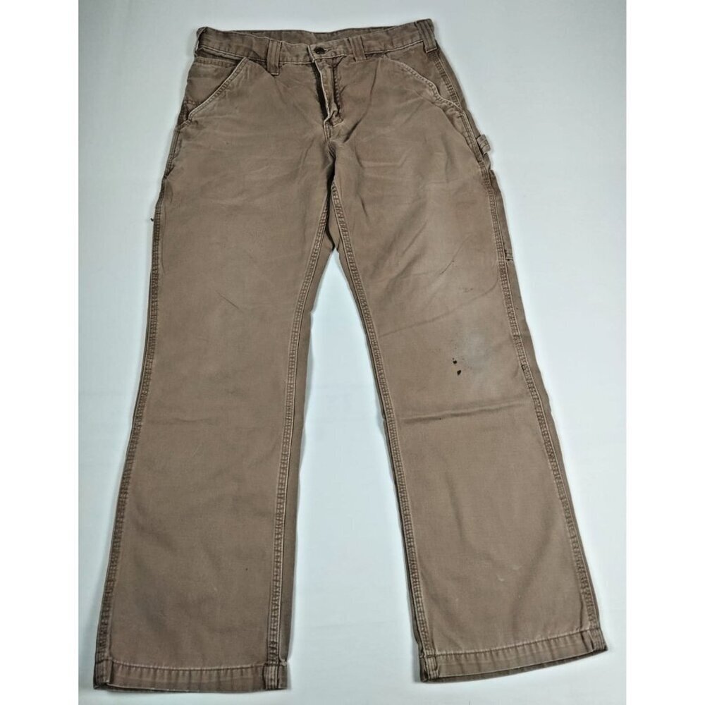 Carhartt Men 32x28 Beige Canvas B324 DKH Relaxed Fit Work Pants Utility Retro